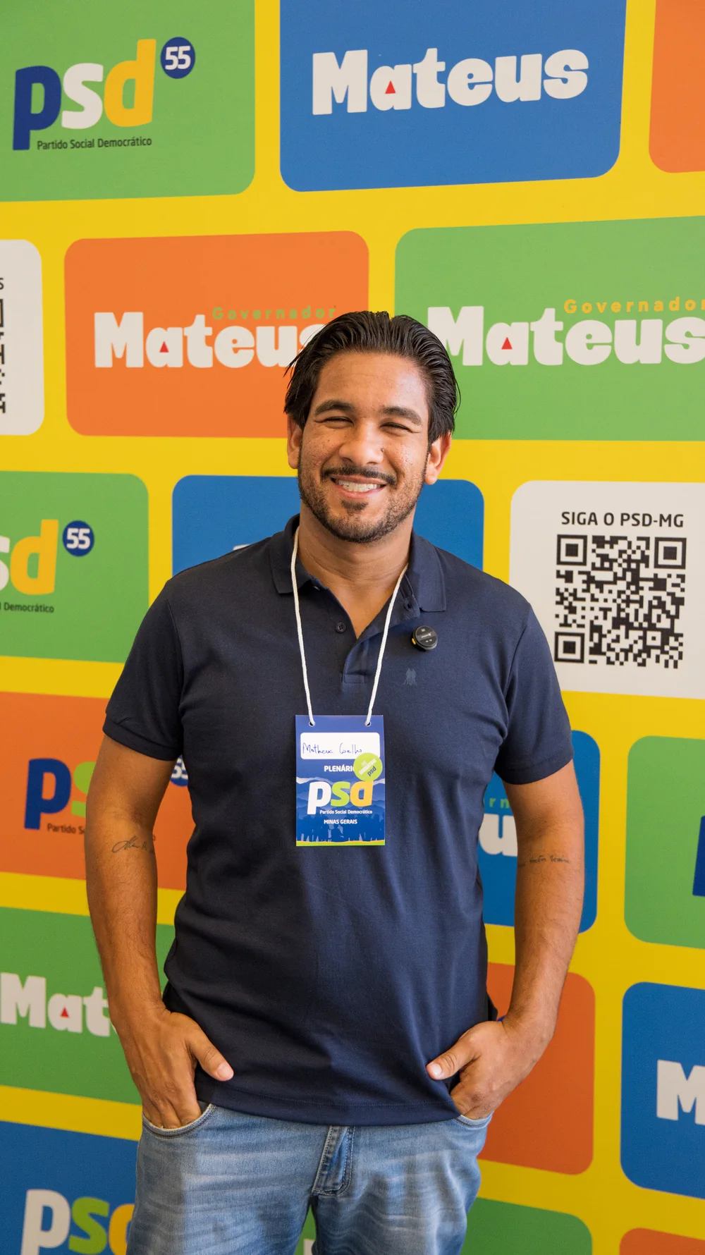Retrato de Matheus Coelho em evento do PSD
